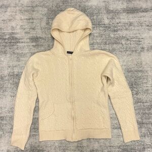 Brandy Melville Cream Cable Knit Hooded Cardigan
